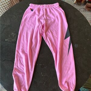 Aviator Nation Pink Sweatpants with Black Stripe
